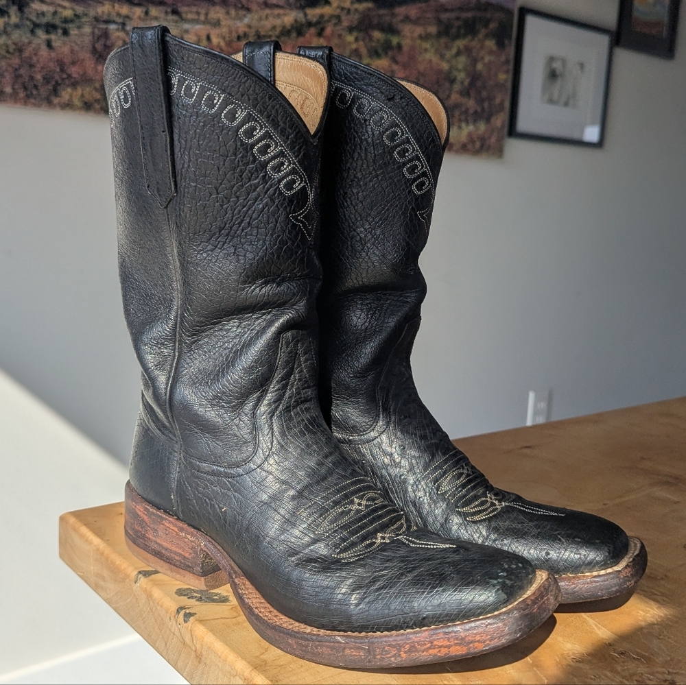 Rios of Mercedes Black Smooth Ostrich Womens Western Boots